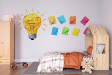 Load image into Gallery viewer, Light Bulb Wall Decal, Kids Learning Wall Art, Classroom Wall Decal, Idea Lightbulb Sticker, Kids Room Wall Decor, Study Room Decor, 031gm