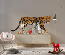 Load image into Gallery viewer, Leopard Wall Decal, Safari Animal Wall Sticker, Jungle Animal Wall Art, Leopard Wall Decor, Safari Nursery Decor, Animal Wall Decal, 032gm