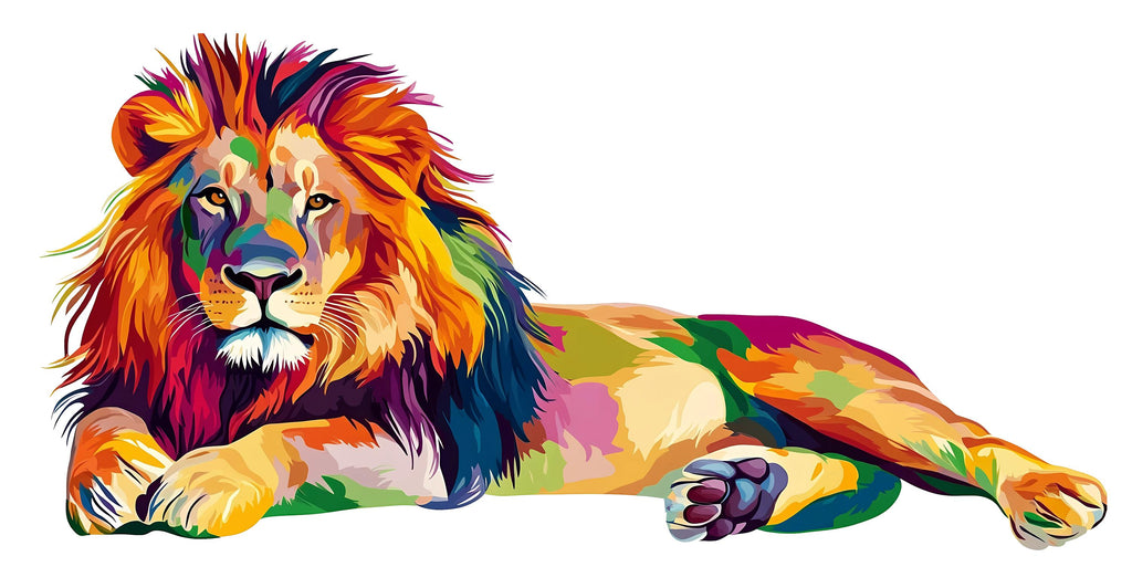 Colorful Lion Wall Decal, Lion Wall Art, Modern Animal Wall Decor, Lion Wall Sticker, Safari Animal Wall Art, Rainbow Lion Wall Decal, 033gm
