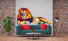 Load image into Gallery viewer, Colorful Lion Wall Decal, Lion Wall Art, Modern Animal Wall Decor, Lion Wall Sticker, Safari Animal Wall Art, Rainbow Lion Wall Decal, 033gm