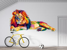 Load image into Gallery viewer, Colorful Lion Wall Decal, Lion Wall Art, Modern Animal Wall Decor, Lion Wall Sticker, Safari Animal Wall Art, Rainbow Lion Wall Decal, 033gm