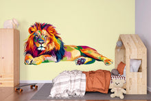 Load image into Gallery viewer, Colorful Lion Wall Decal, Lion Wall Art, Modern Animal Wall Decor, Lion Wall Sticker, Safari Animal Wall Art, Rainbow Lion Wall Decal, 033gm