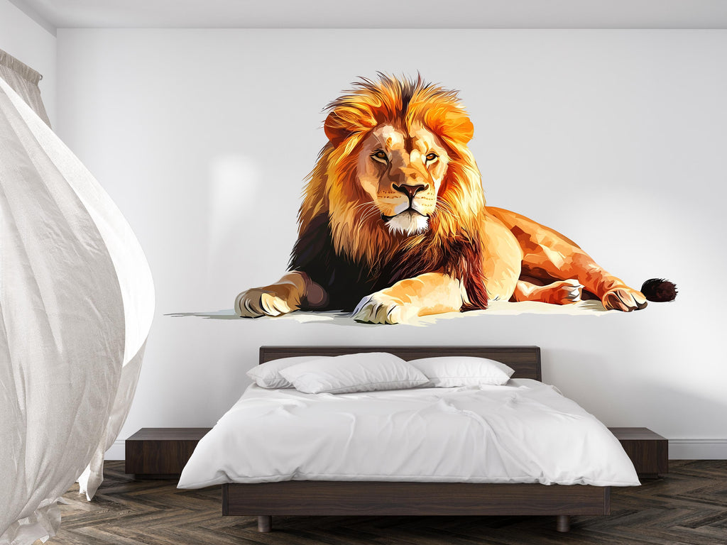 Lion Wall Decal, Lion Wall Art, Animal Wall Decor, Lion Wall Sticker, Wildlife Wall Art, Safari Nursery Decor, Animal Wall Decal, 034gm