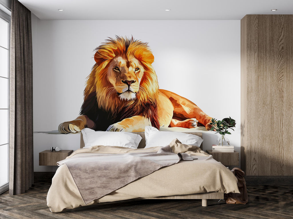 Lion Wall Decal, Lion Wall Art, Animal Wall Decor, Lion Wall Sticker, Wildlife Wall Art, Safari Nursery Decor, Animal Wall Decal, 034gm
