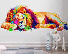 Load image into Gallery viewer, Colorful Lion Wall Decal, Lion Wall Art, Rainbow Lion Wall Sticker, Modern Animal Wall Decor, Lion Wall Decor, Safari Animal Wall Art, 034gm