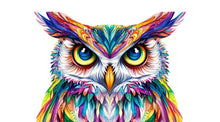 Load image into Gallery viewer, Colorful Owl Wall Decal, Owl Wall Sticker, Large Owl Wall Art, Kids Room Wall Decal, Nursery Animal Wall Decor, Boho Owl Mural, 038gm