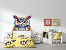 Load image into Gallery viewer, Colorful Owl Wall Decal, Owl Wall Sticker, Large Owl Wall Art, Kids Room Wall Decal, Nursery Animal Wall Decor, Boho Owl Mural, 038gm