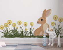 Load image into Gallery viewer, Rabbit Wall Decal, Bunny Wall Sticker, Nursery Wall Decor, Woodland Animal Wall Art, Kids Room Wall Decal, Baby Room Wall Mural, 040gm