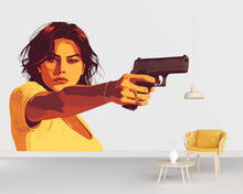 Load image into Gallery viewer, Pop Art Woman Wall Decal, Action Style Wall Sticker, Modern Female Wall Art, Movie Inspired Wall Decor, Living Room Wall Decal, 042gm
