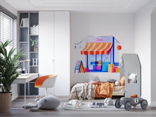 Load image into Gallery viewer, Kids Shop Wall Decal, Storefront Wall Sticker, Playroom Wall Decor, Kids Room Wall Art, Pretend Play Store Decal, Nursery Wall Sticker,043gm