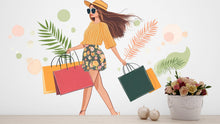Load image into Gallery viewer, Shopping Girl Wall Decal, Fashion Woman Wall Sticker, Boutique Wall Decor, Fashion Wall Art, Shopping Wall Decal, Salon Wall Decor, 046gm