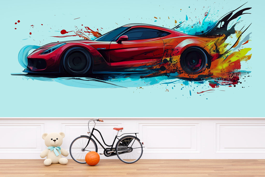Sports Car Wall Decal, Race Car Wall Sticker, Supercar Wall Art, Boys Room Wall Decor, Car Wall Decal, Racing Car Wall Art, Car Decor, 047gm