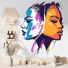 Load image into Gallery viewer, Abstract Face Wall Decal, Modern Woman Wall Art, Fashion Wall Sticker, Abstract Portrait Wall Decor, Beauty Salon Wall Decal, 049gm