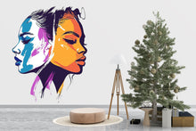 Load image into Gallery viewer, Abstract Face Wall Decal, Modern Woman Wall Art, Fashion Wall Sticker, Abstract Portrait Wall Decor, Beauty Salon Wall Decal, 049gm