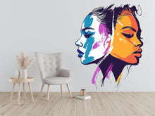 Load image into Gallery viewer, Abstract Face Wall Decal, Modern Woman Wall Art, Fashion Wall Sticker, Abstract Portrait Wall Decor, Beauty Salon Wall Decal, 049gm