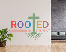 Load image into Gallery viewer, Rooted in Christ, Religious Wall Sign, Christian Wall Words, Church Sanctuary Wall Art, Church Wall Decor, Religious Wall Art