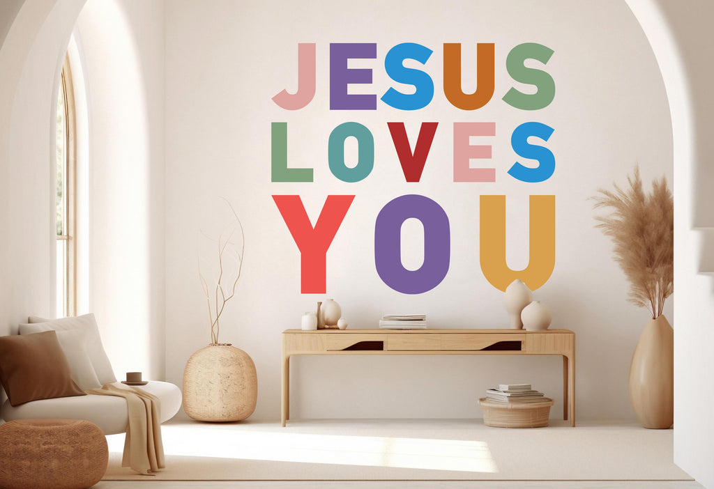Jesus Loves You, Religious Wall Sign, Christian Wall Words, Church Sanctuary Wall Art, Church Wall Decor, Religious Wall Art