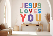 Load image into Gallery viewer, Jesus Loves You, Religious Wall Sign, Christian Wall Words, Church Sanctuary Wall Art, Church Wall Decor, Religious Wall Art