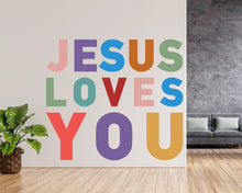 Load image into Gallery viewer, Jesus Loves You, Religious Wall Sign, Christian Wall Words, Church Sanctuary Wall Art, Church Wall Decor, Religious Wall Art