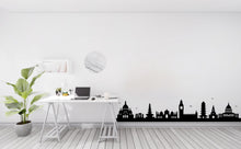Load image into Gallery viewer, World Landmarks Skyline Wall Decal, Travel Agency Wall Decor, Travel World Cities Wall Sticker, Silhouette Border Office Wall Sticker 767LU