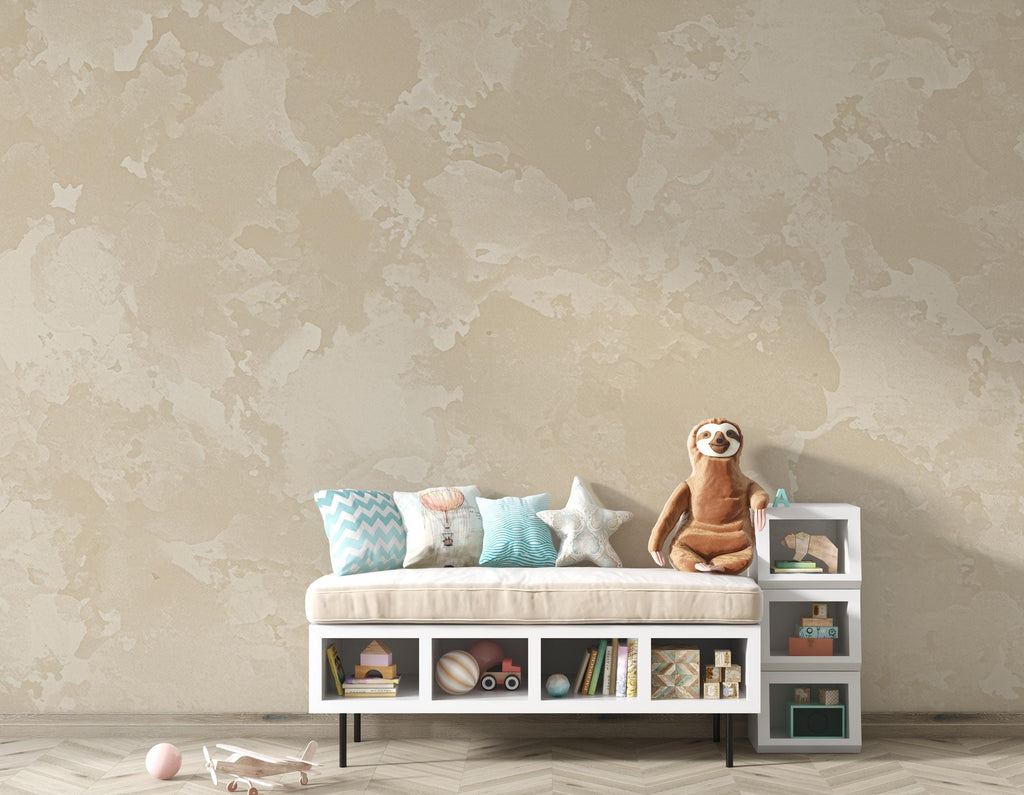 Luxury Limewash Wall Mural – Warm Beige & Light Taupe Natural Plaster Texture – Elegant Architectural Mineral Finish Wall Art