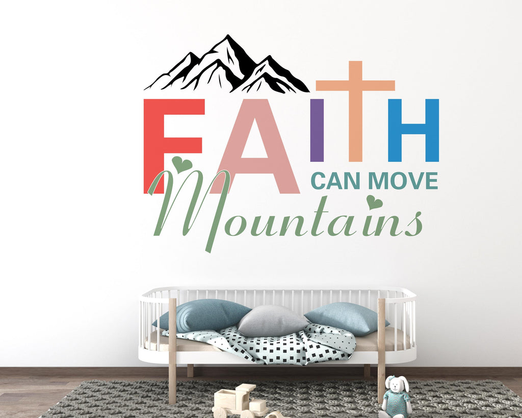 Faith can Move Mountains God is Good Religious Wall Sign, Christian Words, Church Sanctuary Art, Cross Decor