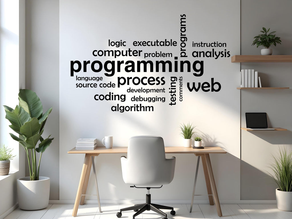 Programming Wall Decal, Technology Vinyl Wall Art Decal, Office Wall Decor, Business Software Wall Sticker, Computer It Decor Office 769LU