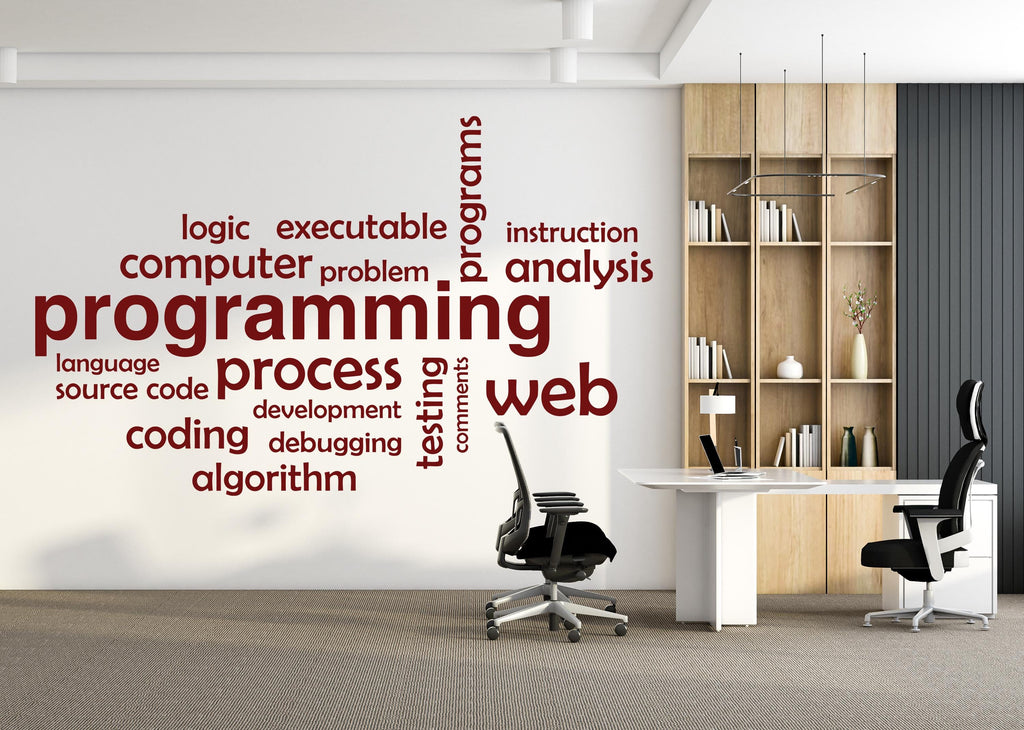 Programming Wall Decal, Technology Vinyl Wall Art Decal, Office Wall Decor, Business Software Wall Sticker, Computer It Decor Office 769LU