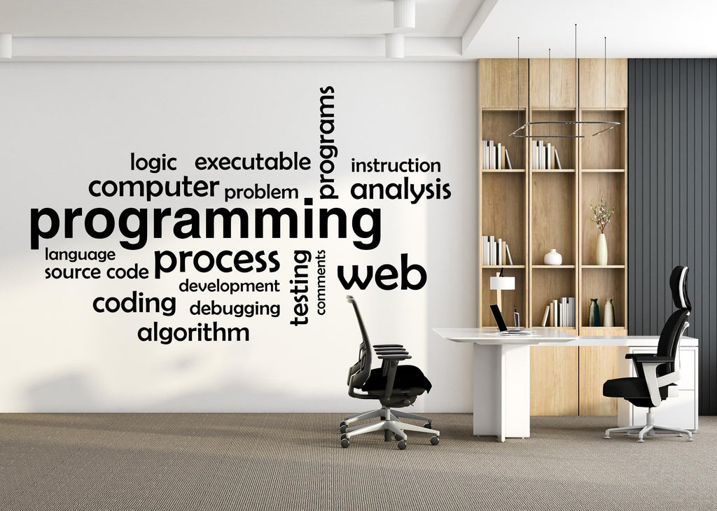 Programming Wall Decal, Technology Vinyl Wall Art Decal, Office Wall Decor, Business Software Wall Sticker, Computer It Decor Office 769LU