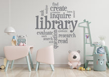 Load image into Gallery viewer, Library vinyl wall art decals, book shelves decor, library wall decal, education decals, reading room, nurseries, school, kids gifts 003LU