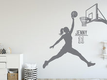 Load image into Gallery viewer, Basketball Girl Wall Decal, Custom Name Wall sticker, Personalized gifts Basket art Kids room Decor