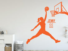 Load image into Gallery viewer, Basketball Girl Wall Decal, Custom Name Wall sticker, Personalized gifts Basket art Kids room Decor