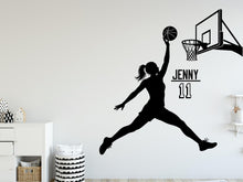 Load image into Gallery viewer, Basketball Girl Wall Decal, Custom Name Wall sticker, Personalized gifts Basket art Kids room Decor