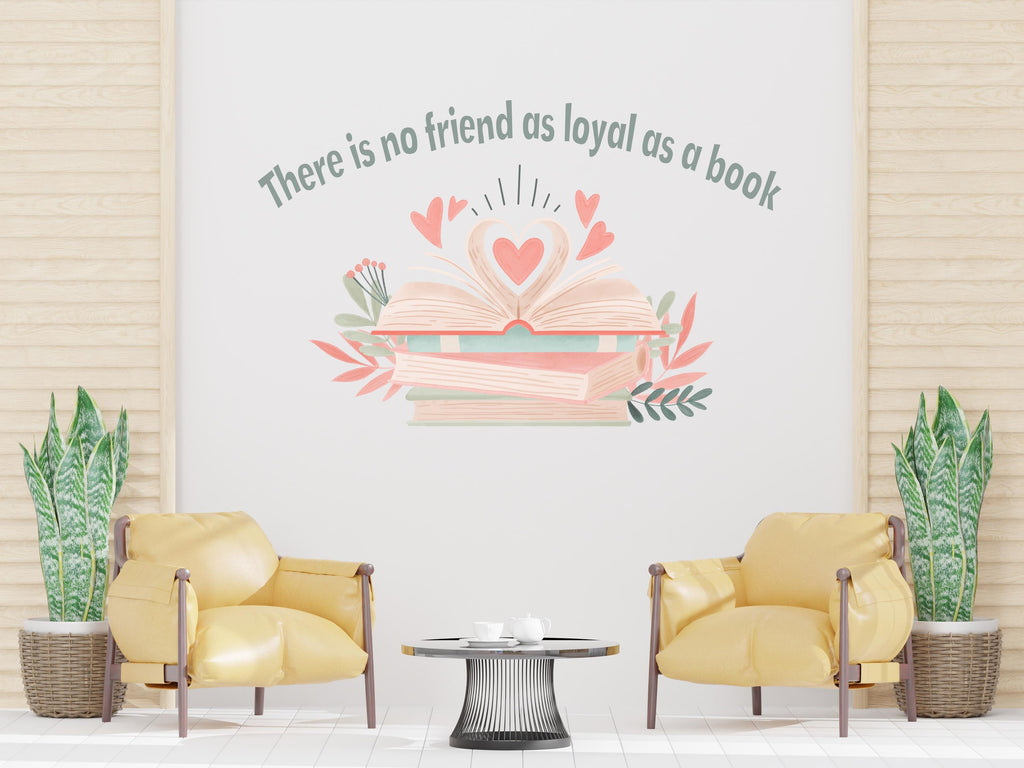 Library Floral Wall Art Decal, Library Wall Decal, Education Decals, Kids Room, Reading room, Nurseries, School, Kids Gifts Book Quote 770LU