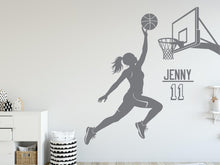 Load image into Gallery viewer, Basketball Girl Wall Decal, Custom Name Kids Room Decor
