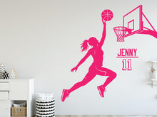 Load image into Gallery viewer, Basketball Girl Wall Decal, Custom Name Kids Room Decor