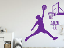 Load image into Gallery viewer, Personalized Basketball Boy Vinyl Wall Decal, Kids Room Decor, Custom Name