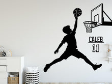 Load image into Gallery viewer, Personalized Basketball Boy Vinyl Wall Decal, Kids Room Decor, Custom Name