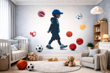 Load image into Gallery viewer, Kids Sports Wallpaper Boy Nursery Wall Decal Basketball Soccer Baseball Football Sports Wall Mural Peel And Stick Wallpaper Kids Room Decor