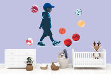 Load image into Gallery viewer, Kids Sports Wallpaper Boy Nursery Wall Decal Basketball Soccer Baseball Football Sports Wall Mural Peel And Stick Wallpaper Kids Room Decor