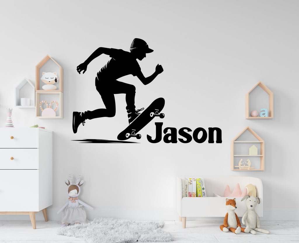 Wall Decal Skateboarder Skate Wall Art Stickers Skateboard Decals Skateboard Wall Stickers Kids Room Removable Home Decor Skate style 778LU