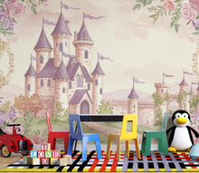 Load image into Gallery viewer, Luxury Fairytale Castle Wallpaper – Princess Wall Mural, Pastel Watercolor Castle