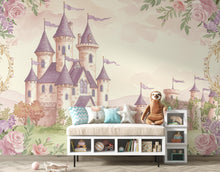Load image into Gallery viewer, Luxury Fairytale Castle Wallpaper – Princess Wall Mural, Pastel Watercolor Castle