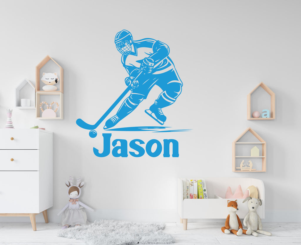 Hockey wall decor, Custom Wall Decal Sport Vinyl, Hockey stickers, Boys Passion, Hockey Wall Art, Wall Stickers, Kids Room 779LU