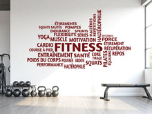 Load image into Gallery viewer, French Fitness Word Cloud Wall Decal | Gym Motivation Wall Sticker | Workout Vinyl Wall Art | Home Gym Decor | Fitness Wall Decal 791LU