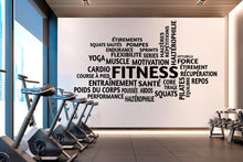 Load image into Gallery viewer, French Fitness Word Cloud Wall Decal | Gym Motivation Wall Sticker | Workout Vinyl Wall Art | Home Gym Decor | Fitness Wall Decal 791LU