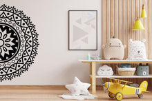 Load image into Gallery viewer, Half Mandala Wall Decal, Sacred Geometry Wall Sticker, Minimalist Mandala Wall Art, Boho Bedroom Decor, Peel And Stick Mandala Decal 781LU