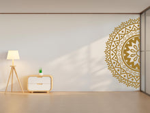 Load image into Gallery viewer, Half Mandala Wall Decal, Sacred Geometry Wall Sticker, Minimalist Mandala Wall Art, Boho Bedroom Decor, Peel And Stick Mandala Decal 781LU