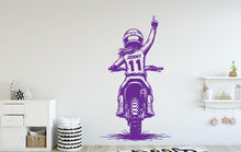 Load image into Gallery viewer, Little Girl Motocross Wall Decal, Personalized Gifts Custom Name Bike Wall sticker, Motocross wall art Kids room Decal