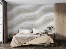 Load image into Gallery viewer, Luxury Textured Wave Wallpaper Wall Decal Cream 3D Plush Effect Accent Wall Mural Neutral Modern Bedroom Decor Soft Sculpted Wall Sticker
